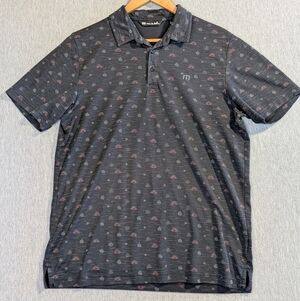 Travis Mathew Golf Polo Shirt Men's Large Black Gray Pima Cotton Blend